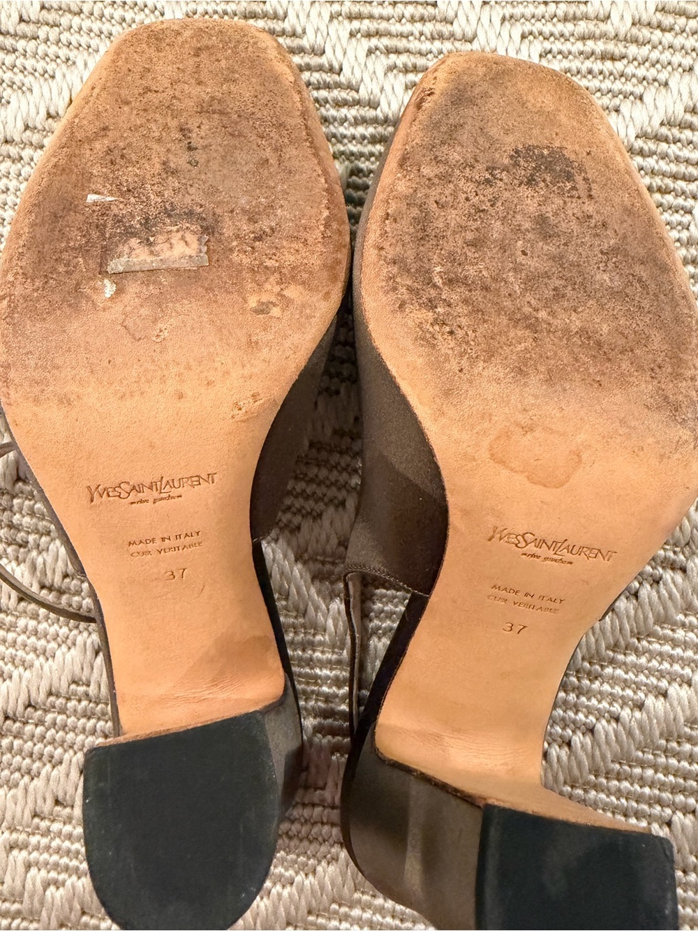 Yves Saint Laurent Olive Slingback Square Toe Pumps - Picture 6 of 7